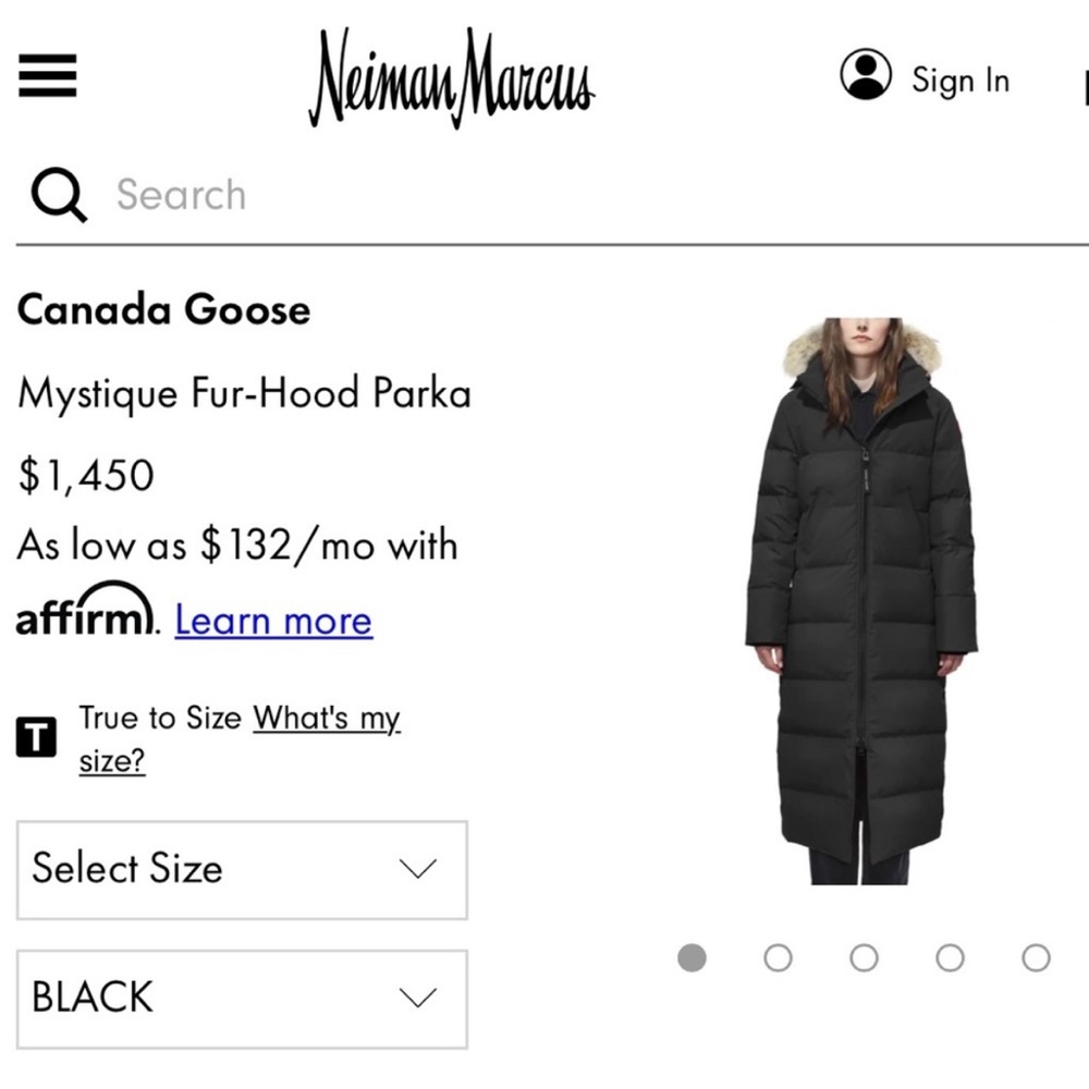 NWT AUTHENTIC Canada Goose Mystique Fur-Hood Parka Black Size XL.